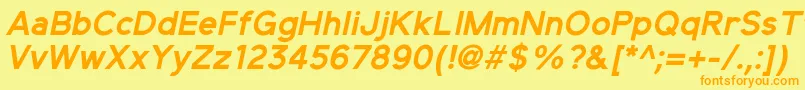 フォントElliotsansBolditalic – オレンジの文字が黄色の背景にあります。