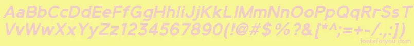 ElliotsansBolditalic-fontti – vaaleanpunaiset fontit keltaisella taustalla