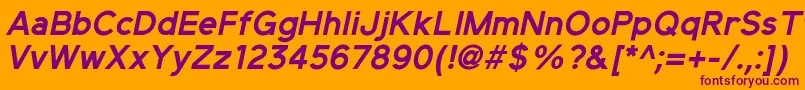 ElliotsansBolditalic-fontti – violetit fontit oranssilla taustalla