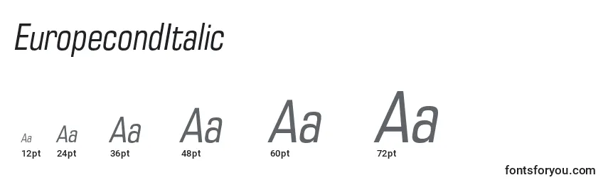 Размеры шрифта EuropecondItalic