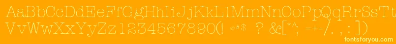 Roget-Schriftart – Gelbe Schriften auf orangefarbenem Hintergrund