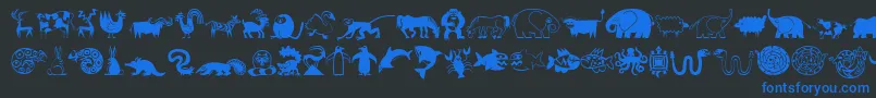 MiniPicsLilCritters Font – Blue Fonts on Black Background