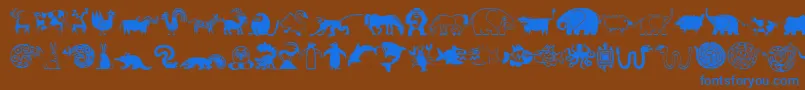 MiniPicsLilCritters Font – Blue Fonts on Brown Background
