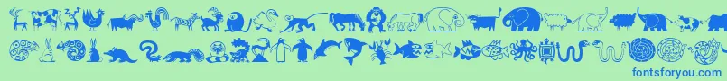 fuente MiniPicsLilCritters – Fuentes Azules Sobre Fondo Verde