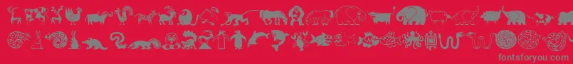 MiniPicsLilCritters-fontti – harmaat kirjasimet punaisella taustalla
