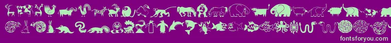 MiniPicsLilCritters-fontti – vihreät fontit violetilla taustalla