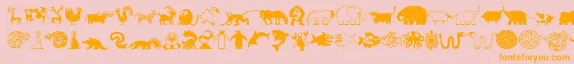 MiniPicsLilCritters-Schriftart – Orangefarbene Schriften auf rosa Hintergrund