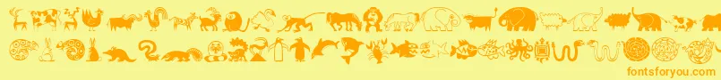 MiniPicsLilCritters Font – Orange Fonts on Yellow Background
