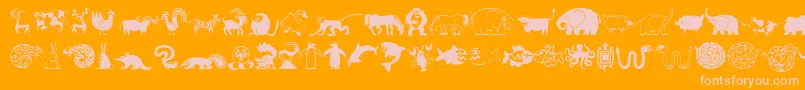 MiniPicsLilCritters Font – Pink Fonts on Orange Background