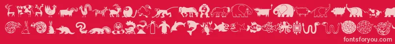Fonte MiniPicsLilCritters – fontes rosa em um fundo vermelho