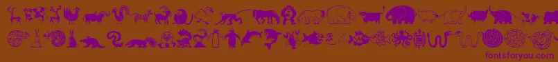 MiniPicsLilCritters-Schriftart – Violette Schriften auf braunem Hintergrund