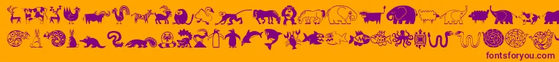 フォントMiniPicsLilCritters – オレンジの背景に紫のフォント