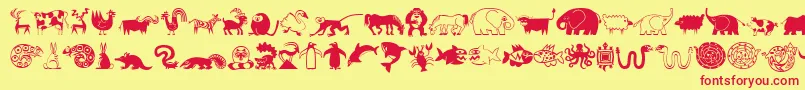 Czcionka MiniPicsLilCritters – czerwone czcionki na żółtym tle