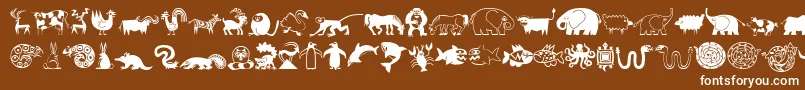 MiniPicsLilCritters-Schriftart – Weiße Schriften auf braunem Hintergrund