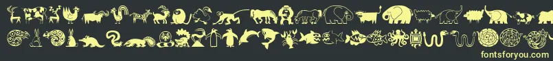 MiniPicsLilCritters-Schriftart – Gelbe Schriften auf schwarzem Hintergrund