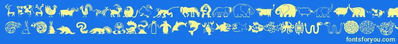 MiniPicsLilCritters-Schriftart – Gelbe Schriften auf blauem Hintergrund