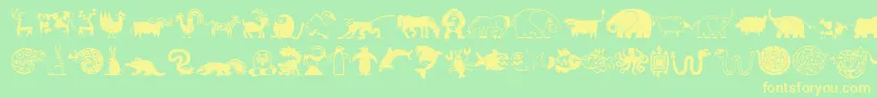 Czcionka MiniPicsLilCritters – żółte czcionki na zielonym tle