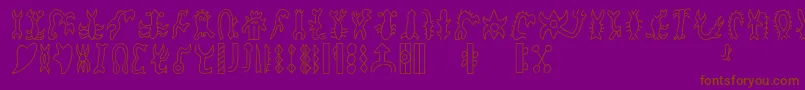 Rongorongoc-Schriftart – Braune Schriften auf violettem Hintergrund