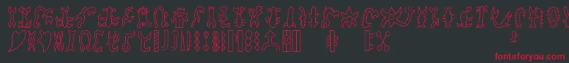Rongorongoc-Schriftart – Rote Schriften auf schwarzem Hintergrund