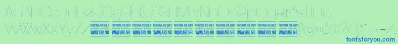 BunyaThinPersonal Font – Blue Fonts on Green Background