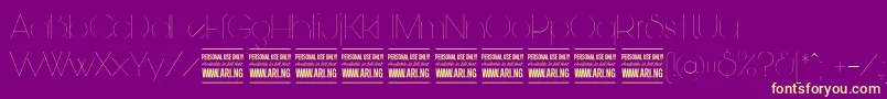 BunyaThinPersonal-Schriftart – Gelbe Schriften auf violettem Hintergrund