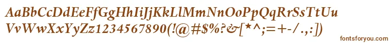 DanteMtBoldItalic-fontti – ruskeat fontit valkoisella taustalla