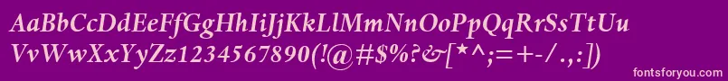 DanteMtBoldItalic Font – Pink Fonts on Purple Background