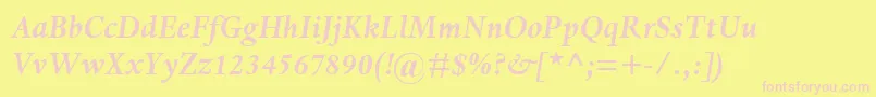 DanteMtBoldItalic-fontti – vaaleanpunaiset fontit keltaisella taustalla