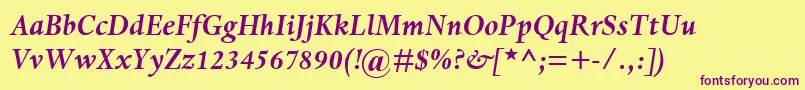 DanteMtBoldItalic Font – Purple Fonts on Yellow Background