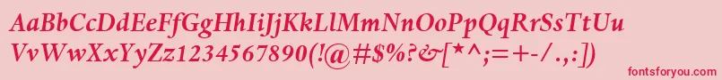 DanteMtBoldItalic Font – Red Fonts on Pink Background