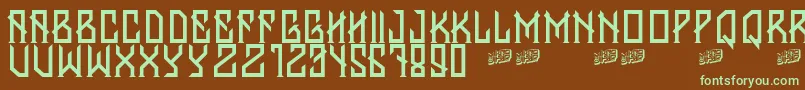 BantenUnfamous-fontti – vihreät fontit ruskealla taustalla