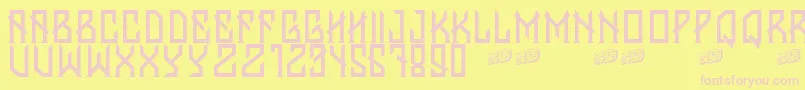 フォントBantenUnfamous – ピンクのフォント、黄色の背景