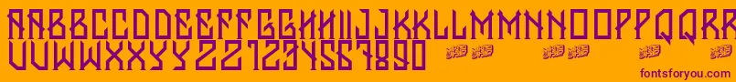 BantenUnfamous-Schriftart – Violette Schriften auf orangefarbenem Hintergrund