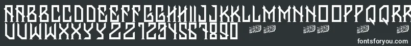 BantenUnfamous-Schriftart – Weiße Schriften auf schwarzem Hintergrund
