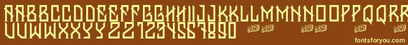 BantenUnfamous-fontti – keltaiset fontit ruskealla taustalla