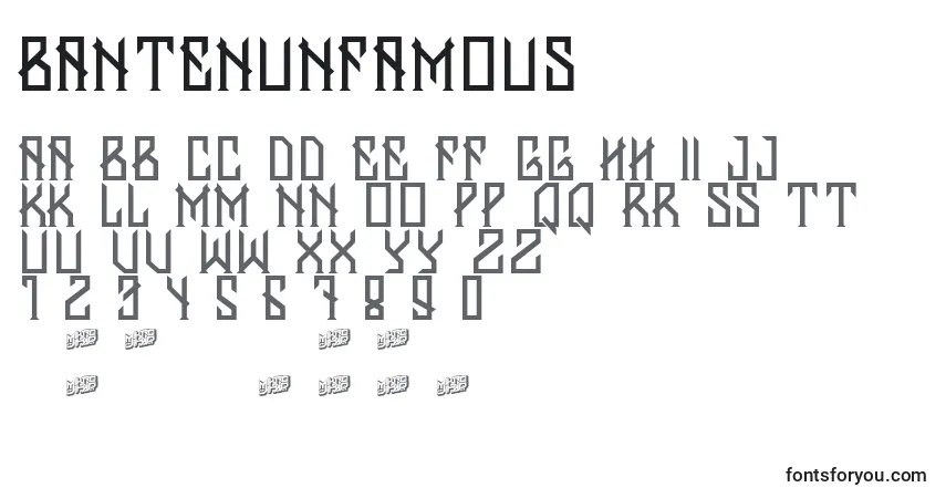 characters of bantenunfamous font, letter of bantenunfamous font, alphabet of  bantenunfamous font