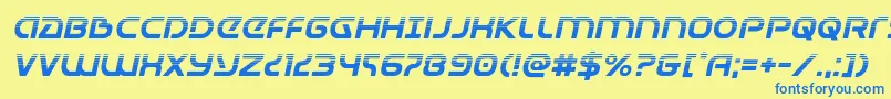 Universaljackhalfital-Schriftart – Blaue Schriften auf gelbem Hintergrund