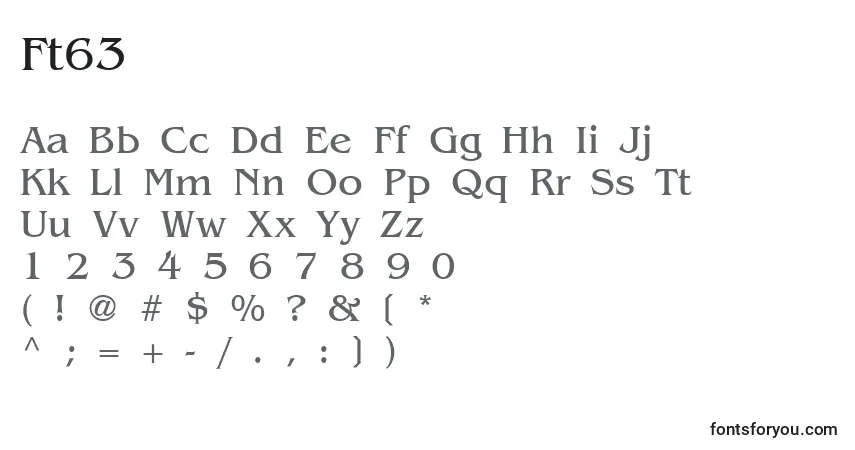 Schriftart Ft63 – Alphabet, Zahlen, spezielle Symbole