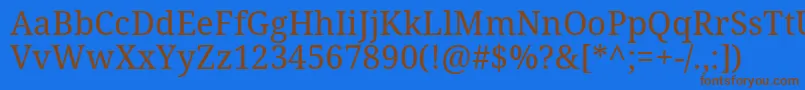 NotoserifRegular-Schriftart – Braune Schriften auf blauem Hintergrund