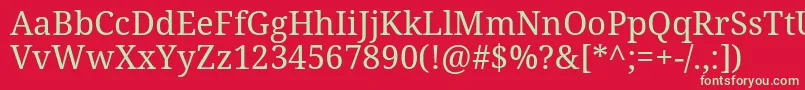 フォントNotoserifRegular – 赤い背景に緑の文字