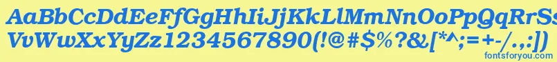 BookDemiitalic Font – Blue Fonts on Yellow Background