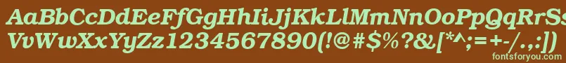 BookDemiitalic Font – Green Fonts on Brown Background