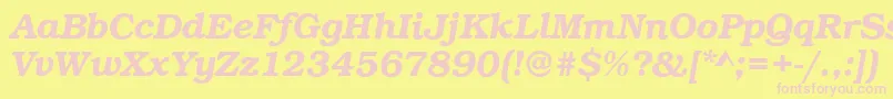 BookDemiitalic Font – Pink Fonts on Yellow Background