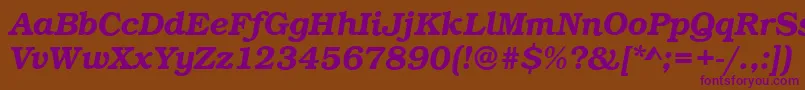 BookDemiitalic Font – Purple Fonts on Brown Background