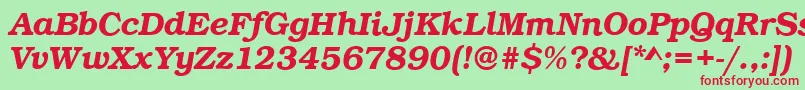 BookDemiitalic Font – Red Fonts on Green Background