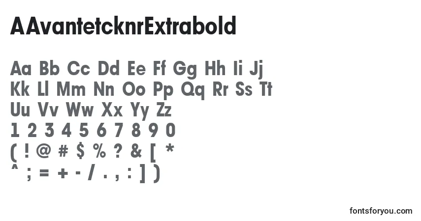 A fonte AAvantetcknrExtrabold – alfabeto, números, caracteres especiais