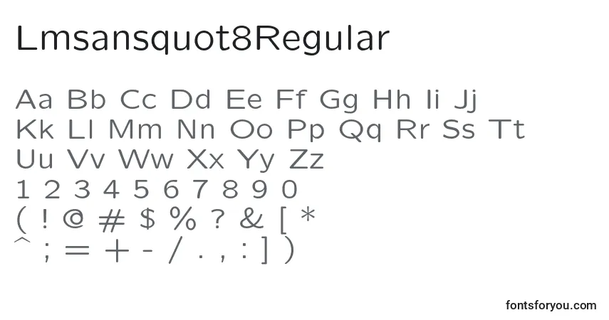 A fonte Lmsansquot8Regular – alfabeto, números, caracteres especiais
