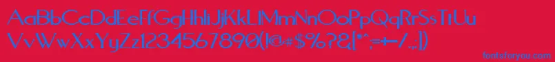 AquaductWarp-Schriftart – Blaue Schriften auf rotem Hintergrund