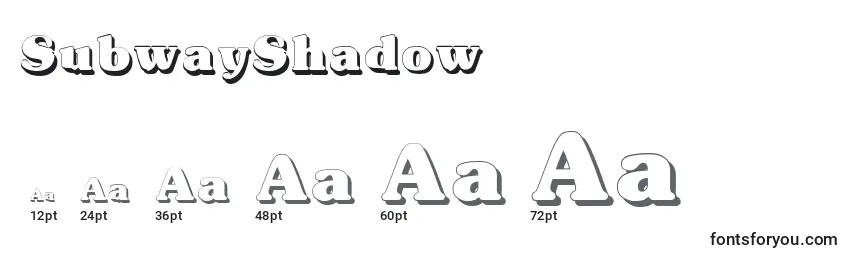 SubwayShadow Font Sizes