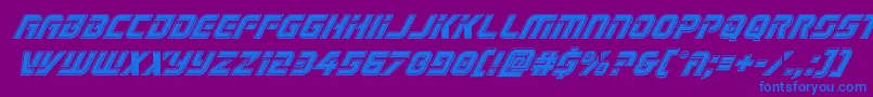 Legiosabinabevelital-Schriftart – Blaue Schriften auf violettem Hintergrund